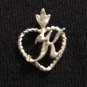 “K”initial Heart Diamondcut SterlingSilver Pendant